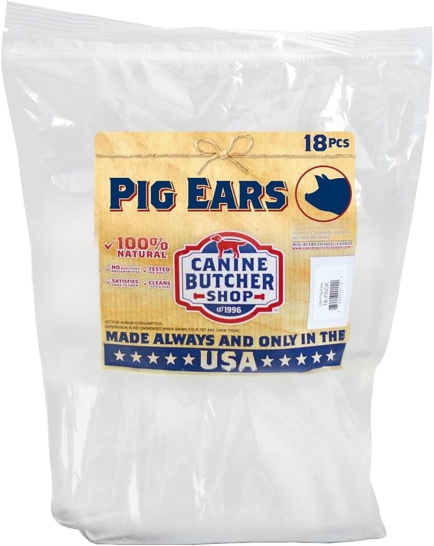 Canine Butcher Shop oreille porc grosse, texture naturelle pour mâcher
