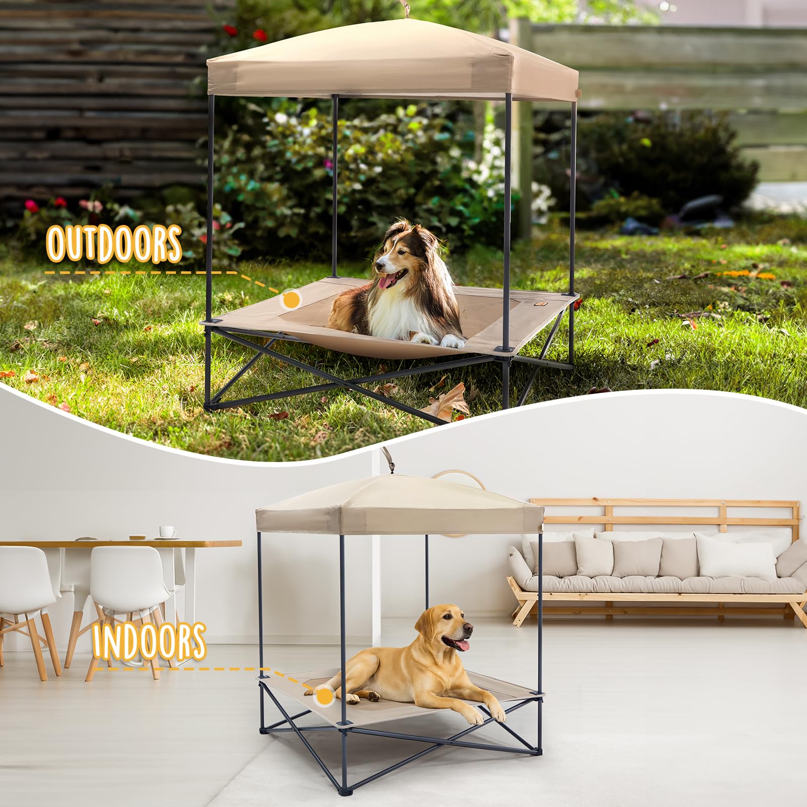 CANINE CANYON Piper Pop-Up couleur tan extérieure adaptée à l'extérieur
