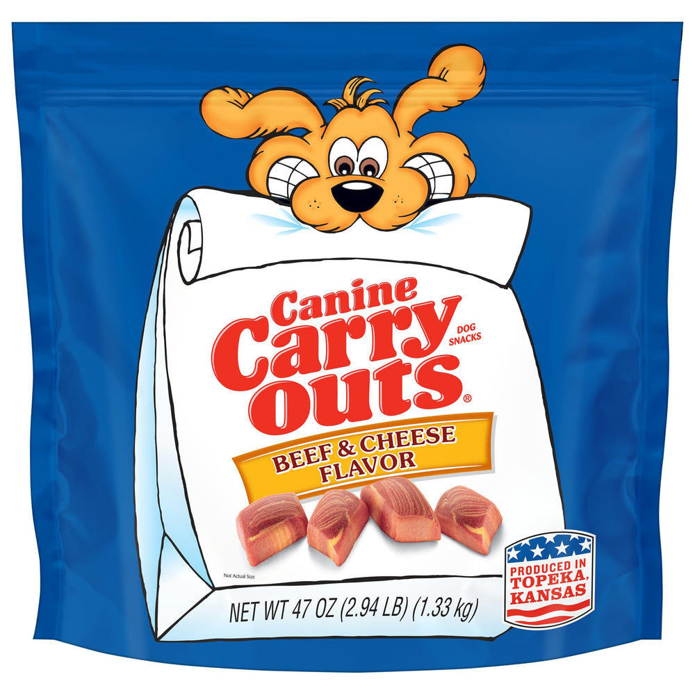 Canine Carry Outs friandises boeuf et fromage, texture moelleuse pour récompenser.