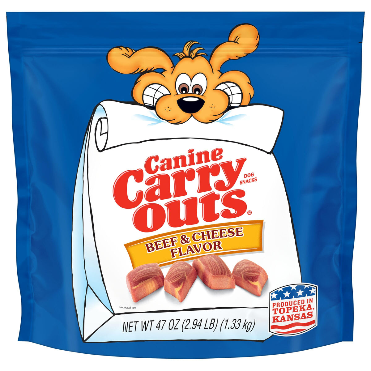 Canine Carry Outs friandises boeuf et fromage, texture moelleuse pour récompenser.