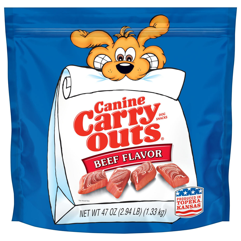 Canine Carry Outs Boeuf – sachet 47 onces, récompense pratique pour chien.
