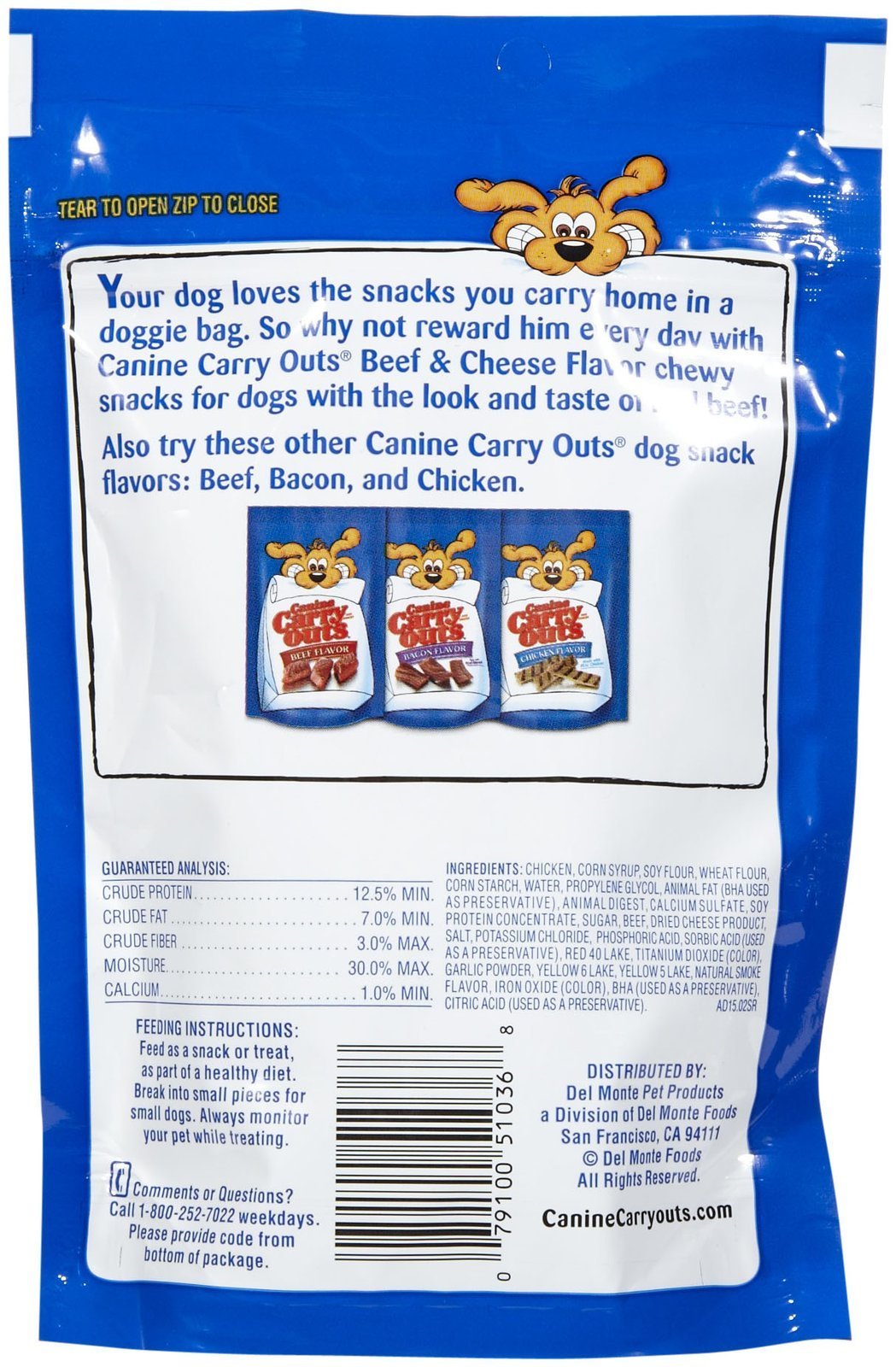 Canine Carry Outs Del Monte emballage sachet pratique pour offrir une collation savoureuse
