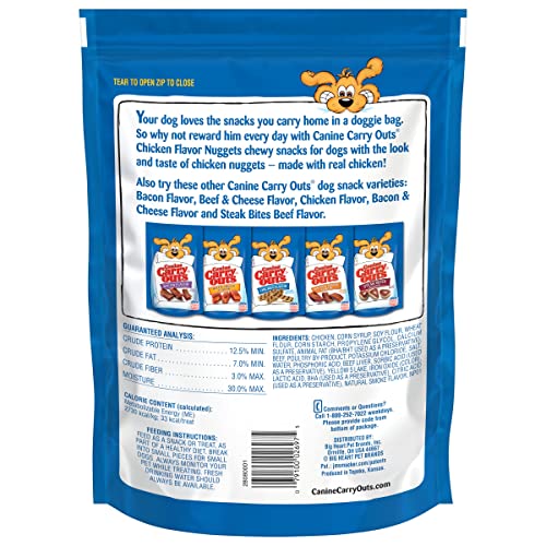 Paquets Canine Carry Outs quatre sachets, solution pratique pour friandises quotidiennes.