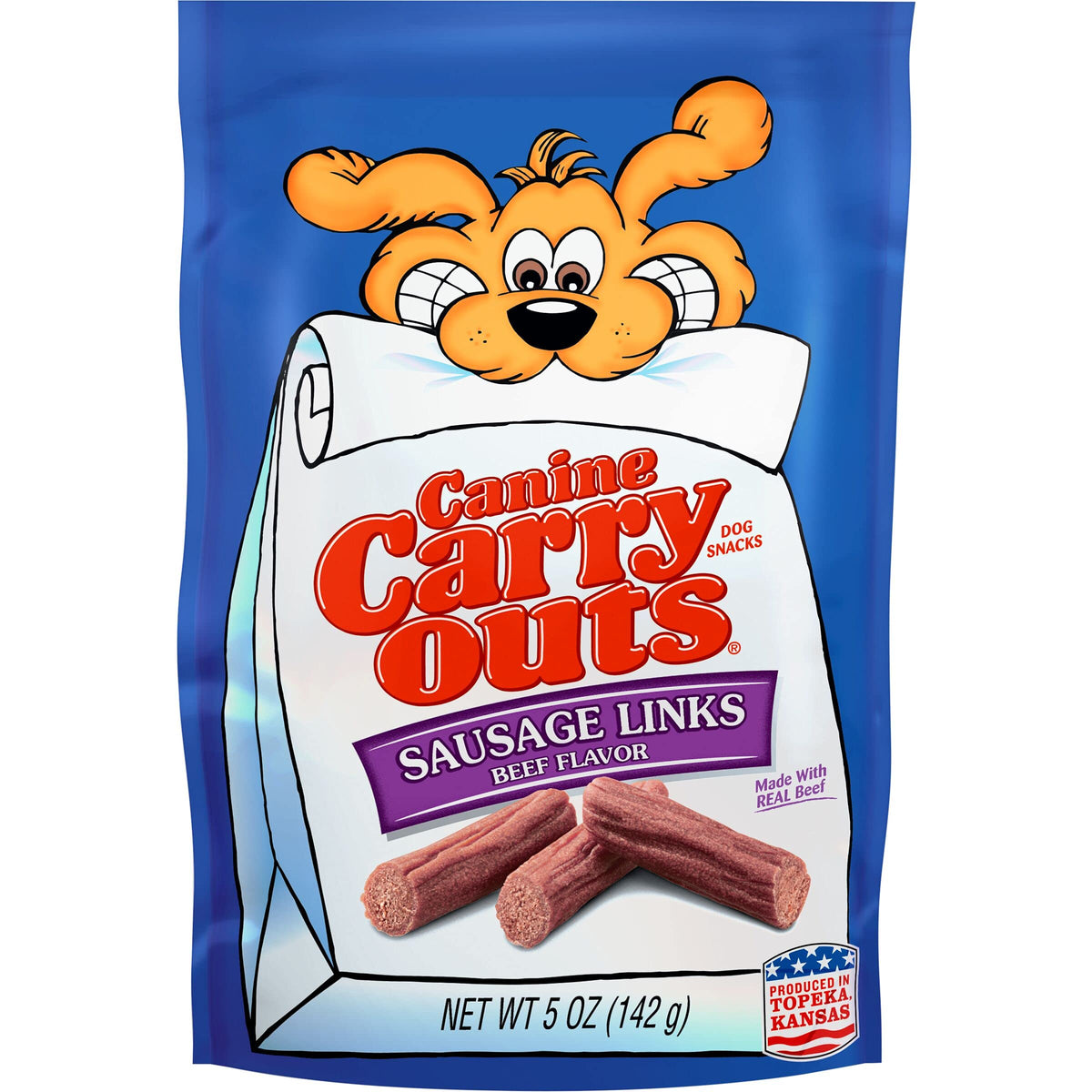 Canine Carry Outs Saucisses Liens Boeuf, emballage pratique pour sorties avec chien