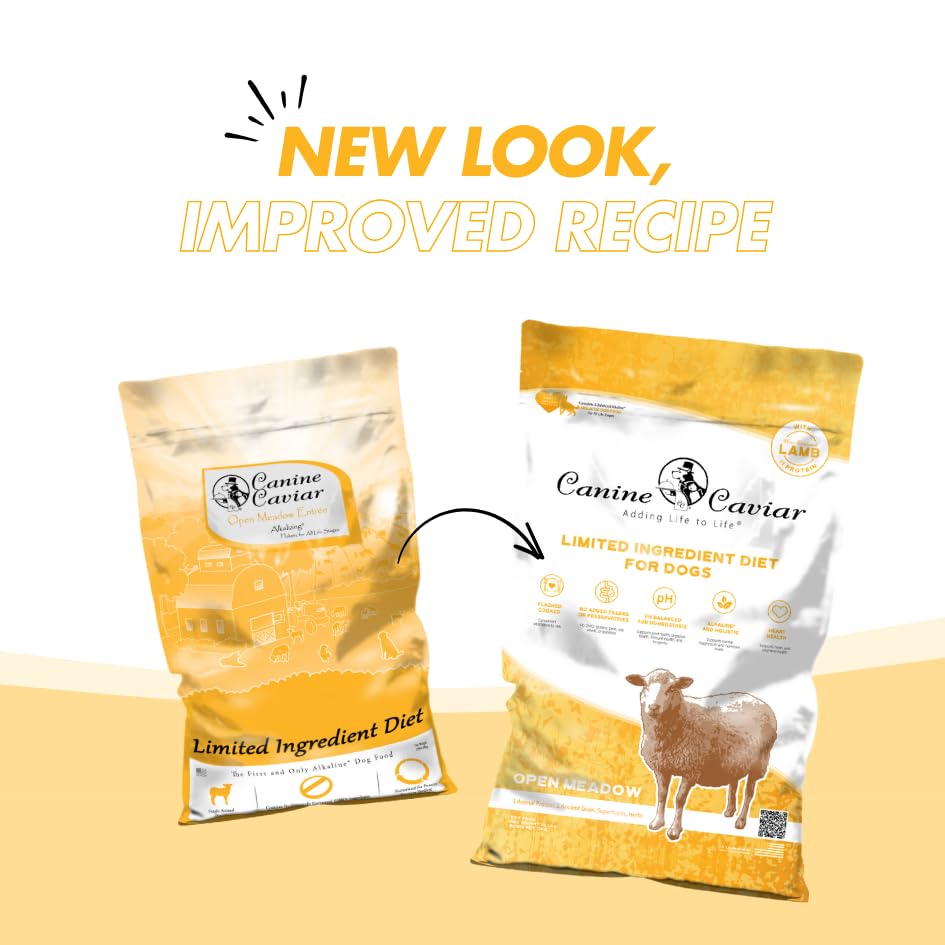 Canine Caviar Open Meadow bol nourriture chien montrant portion équilibrée.