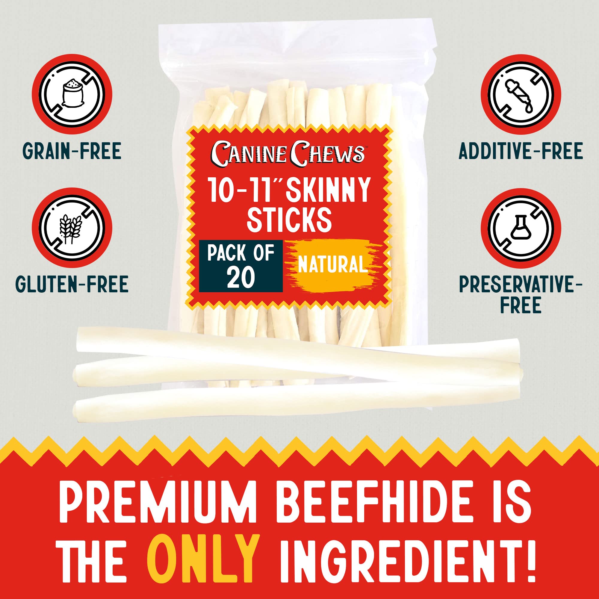 Canine Chews Odeur Neutre: friandise rawhide adaptée à la maison.