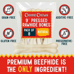 Canine Chews os pressé: 9 pouces pour mâcher, long temps d’occupation.