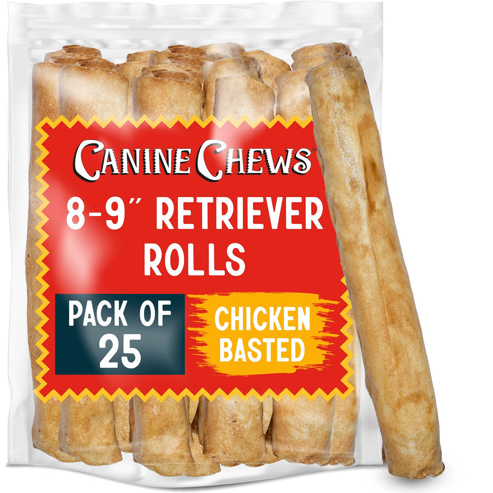 Rouleaux rawhide au poulet Canine Chews, 8-9 pouces, divertissent les chiens.