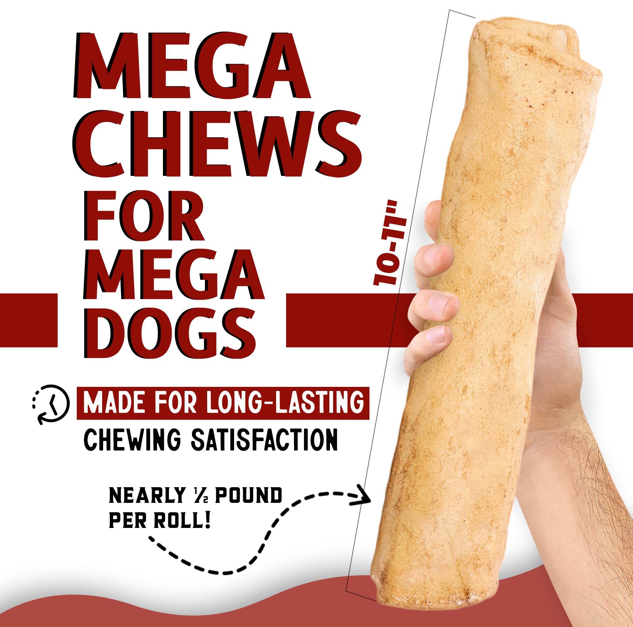 Canine Chews taille extra-large, idéal pour gros chiens en quête de longues sessions.