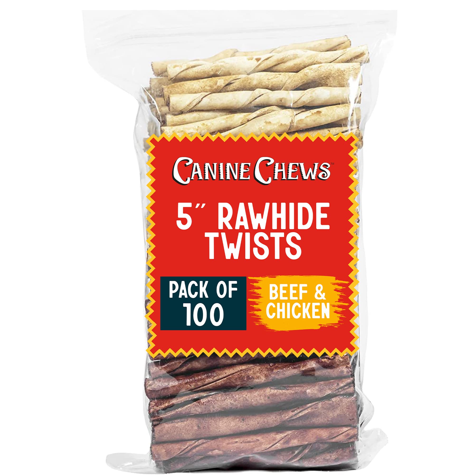 Canine Chews tronçons cuir brut boeuf et poulet, texture agréable pour mâcher longtemps