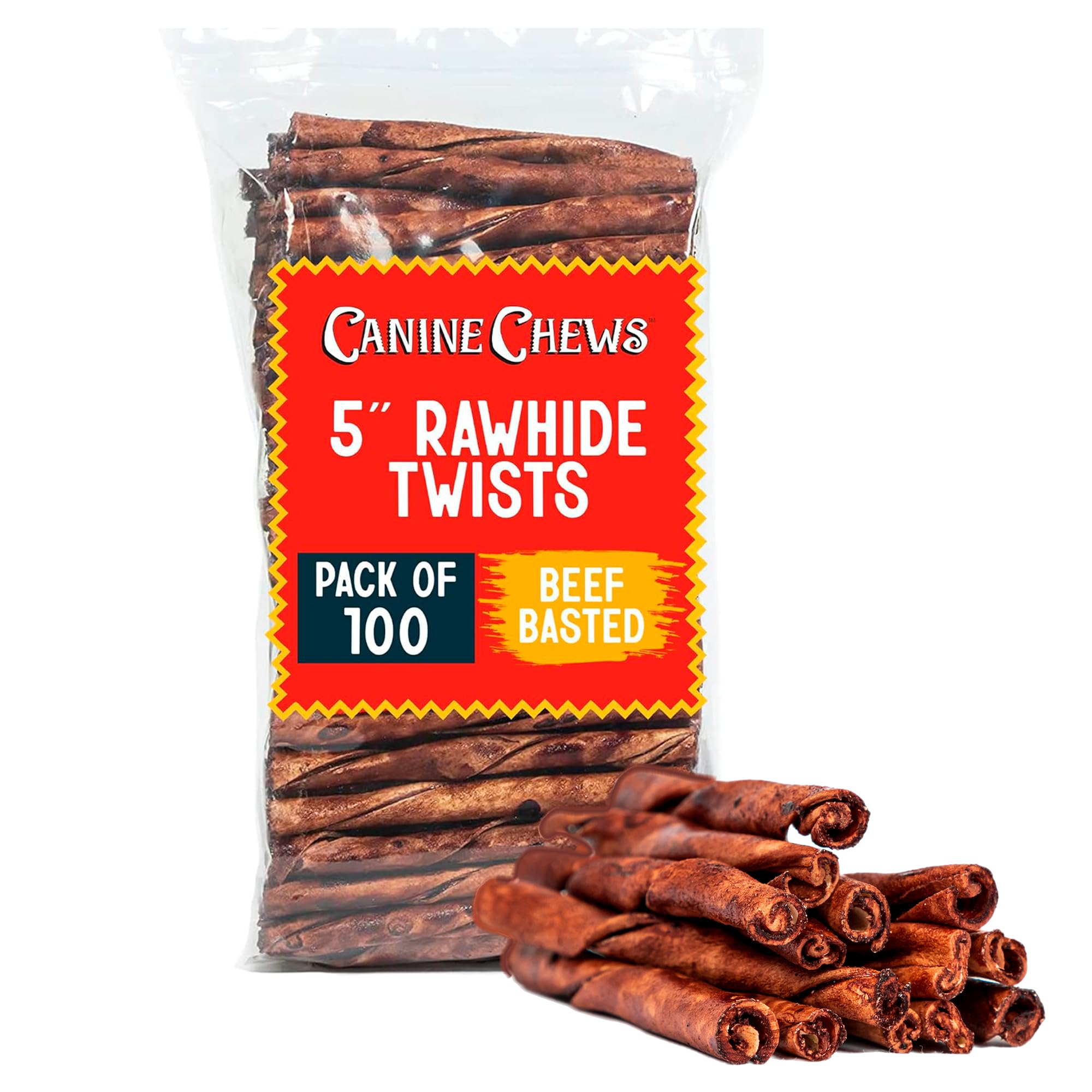 Bâtonnets Canine Chews torsades peau de bœuf pour petits chiens, goût savoureux.