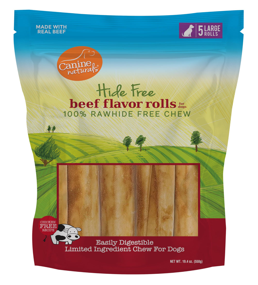 Canine Naturals bouchée au boeuf sans cuir, rouleau de 7 pouces prête à mâcher.