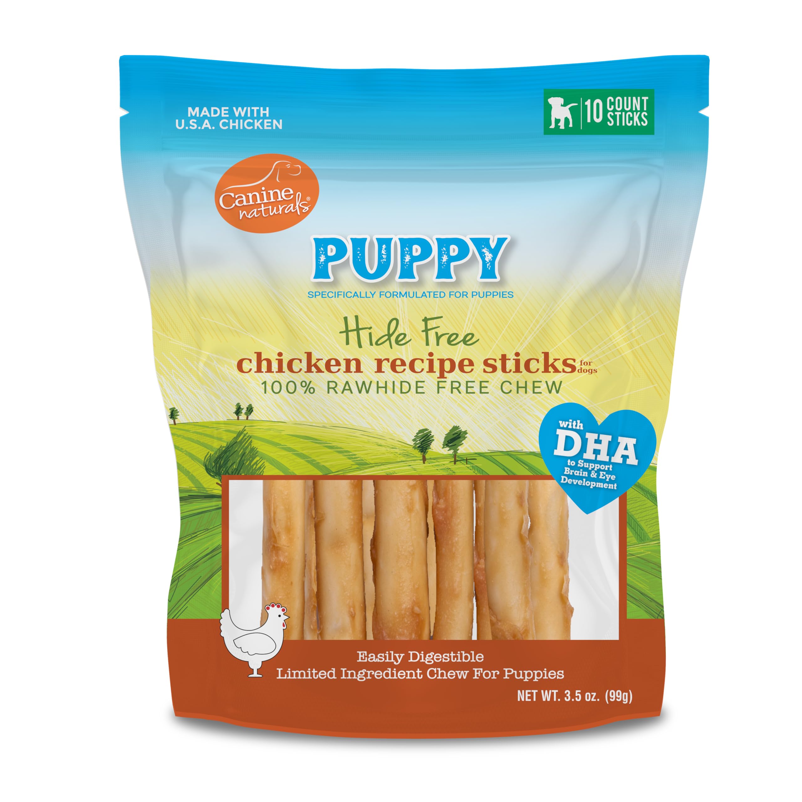 Canine Naturals chiot au poulet et riz : bâtonnet facile à mâcher.