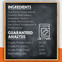 Canine Naturals détail texture baton 5 pouces, appétissant et facile à mâcher.