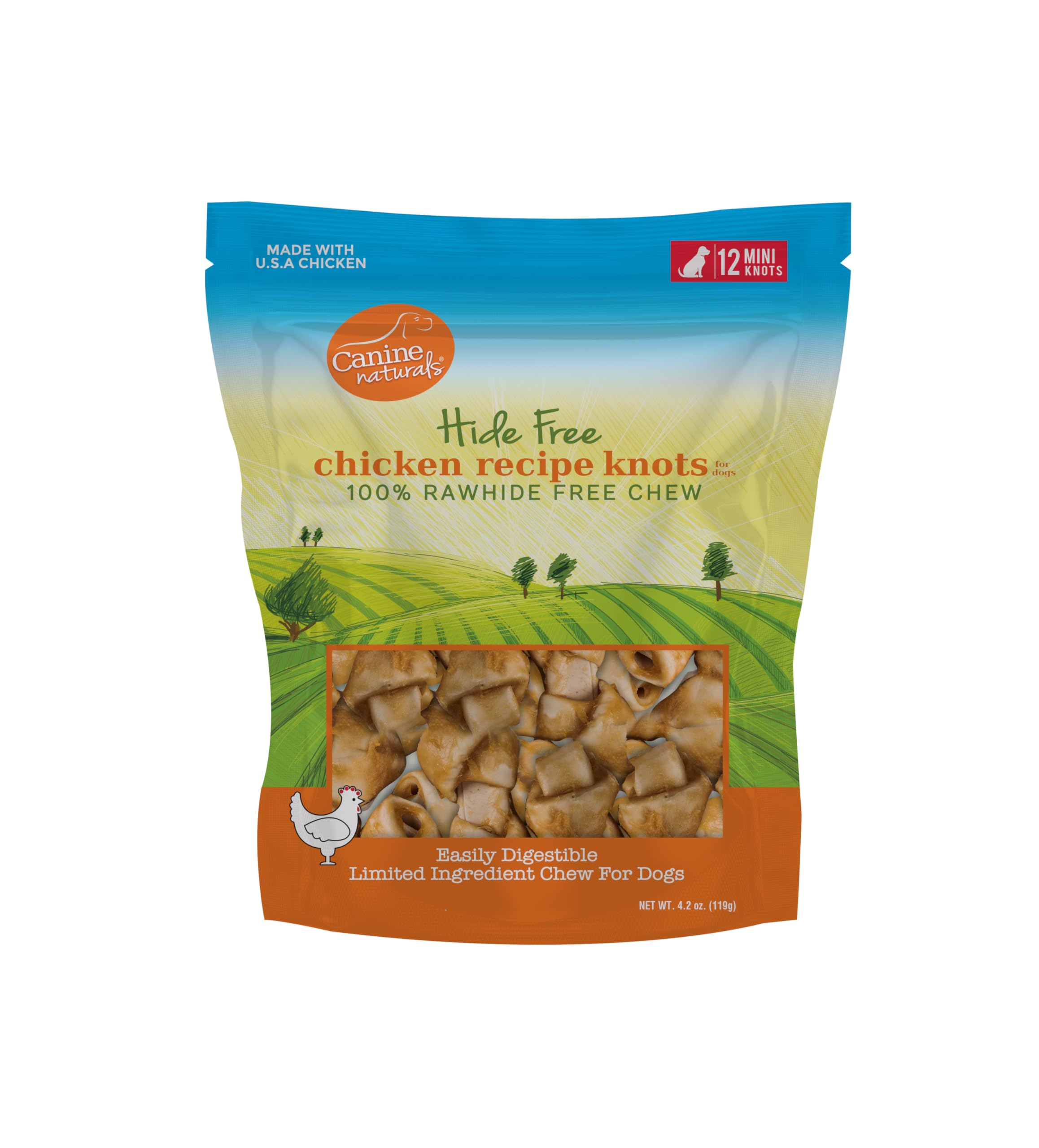 Canine Naturals poulet mini-noeud emballage – sans rawhide et digestion facilitée