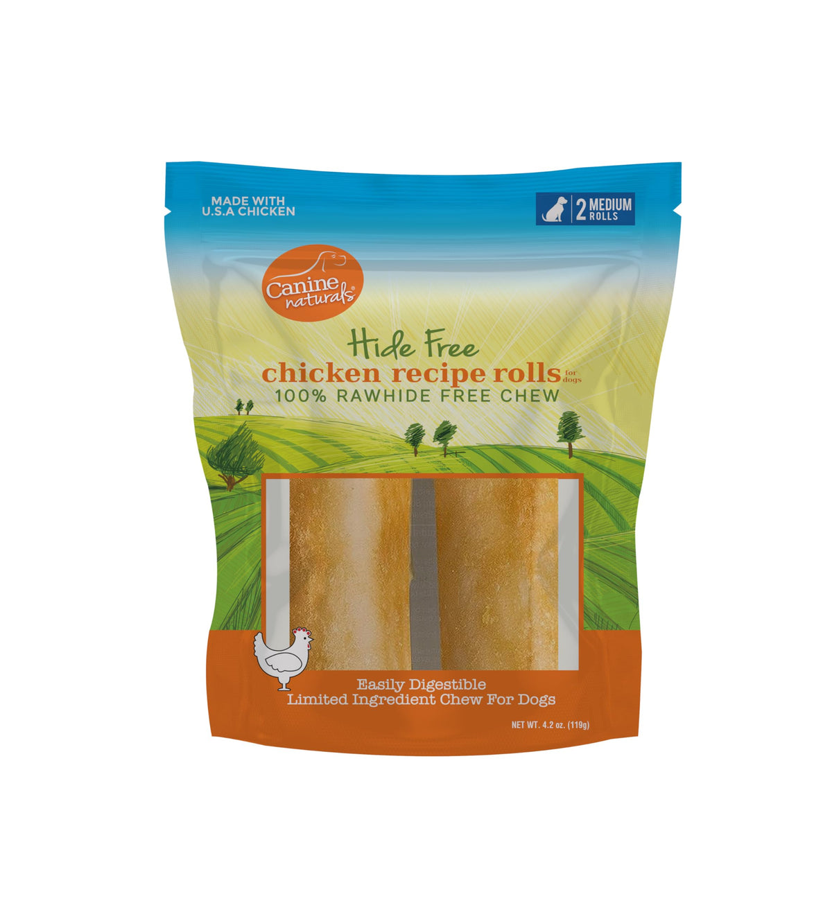 Canine Naturals rouleaux poulet moyens pour mastication prolongée