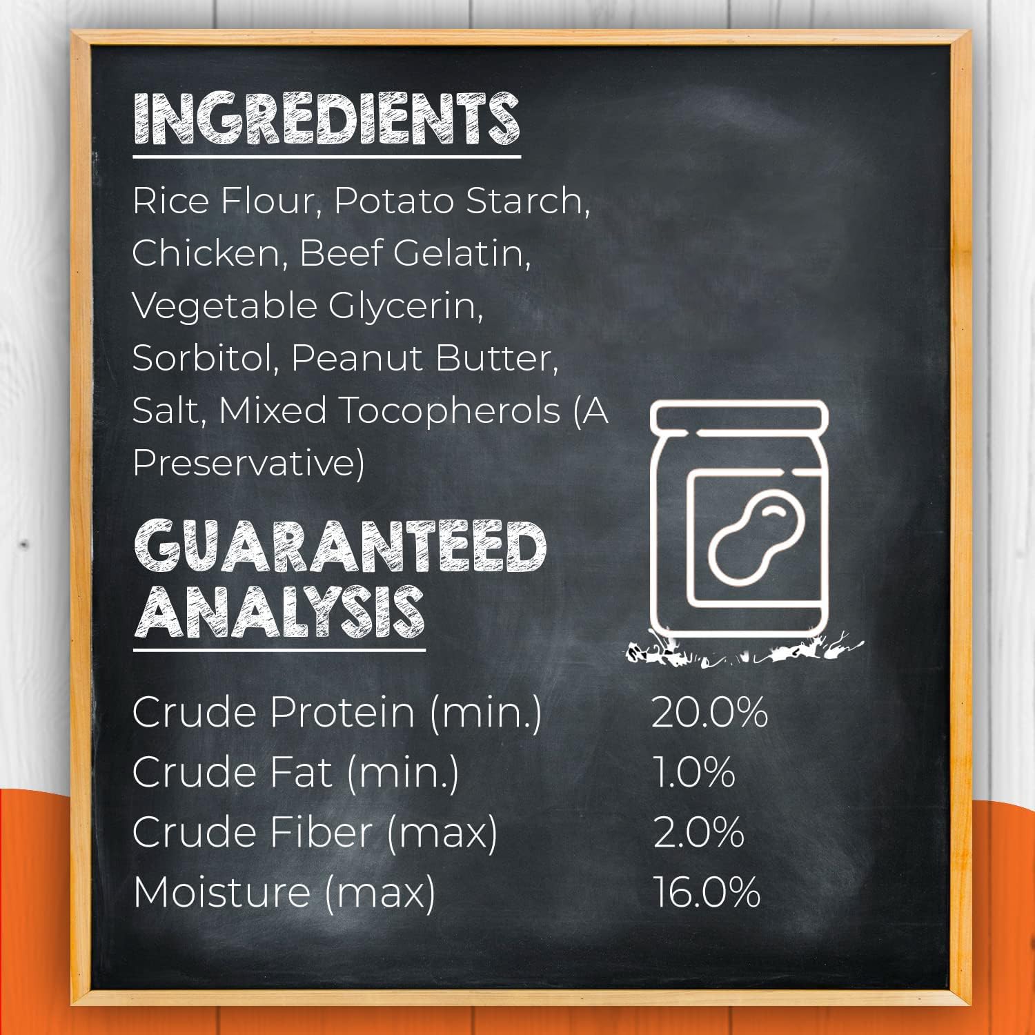 Texture beurrée montrant l’enrobage au beurre de cacahuète Canine Naturals.