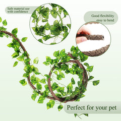 Canlierr feuillage artificiel terrarium vert, apporte couleur et cachette.