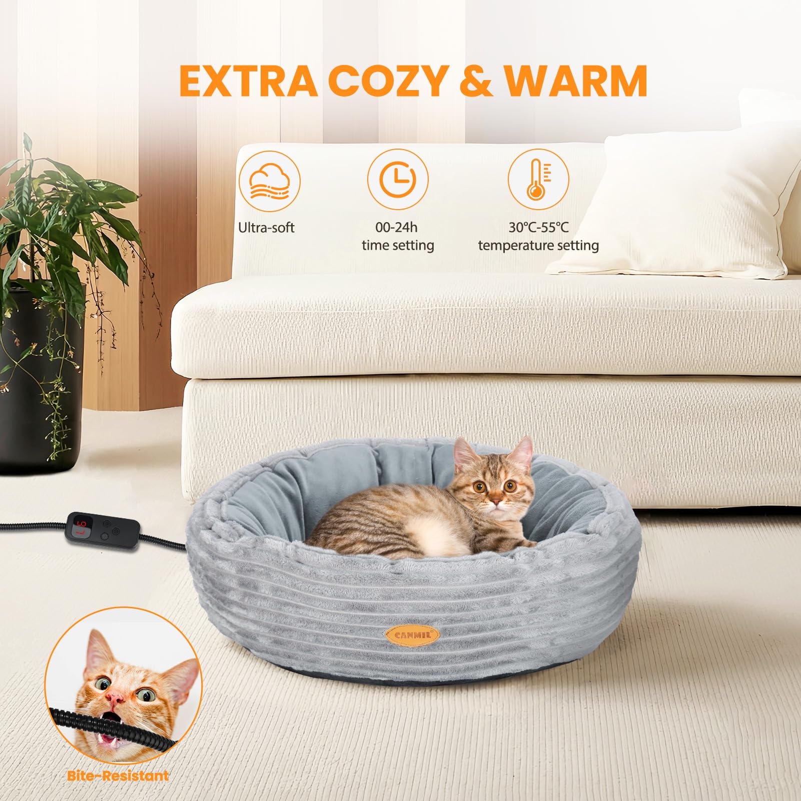 Lit donut CANMIL pour chat, rembourrage doux pour un cocon.