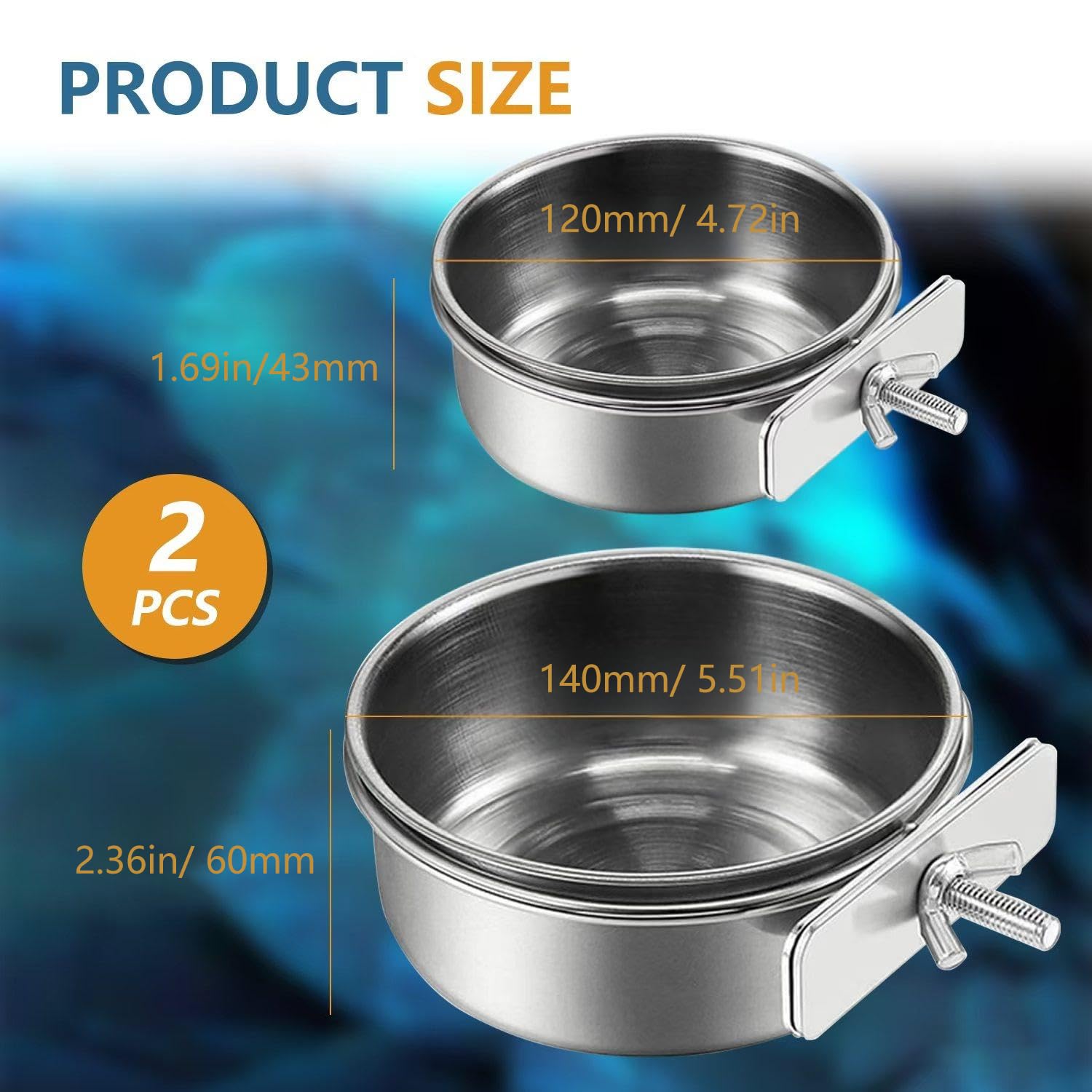 CAIYUANYUAN-SHENXUEJIAO grand bol inox, parfait pour alimentation et eau des oiseaux.