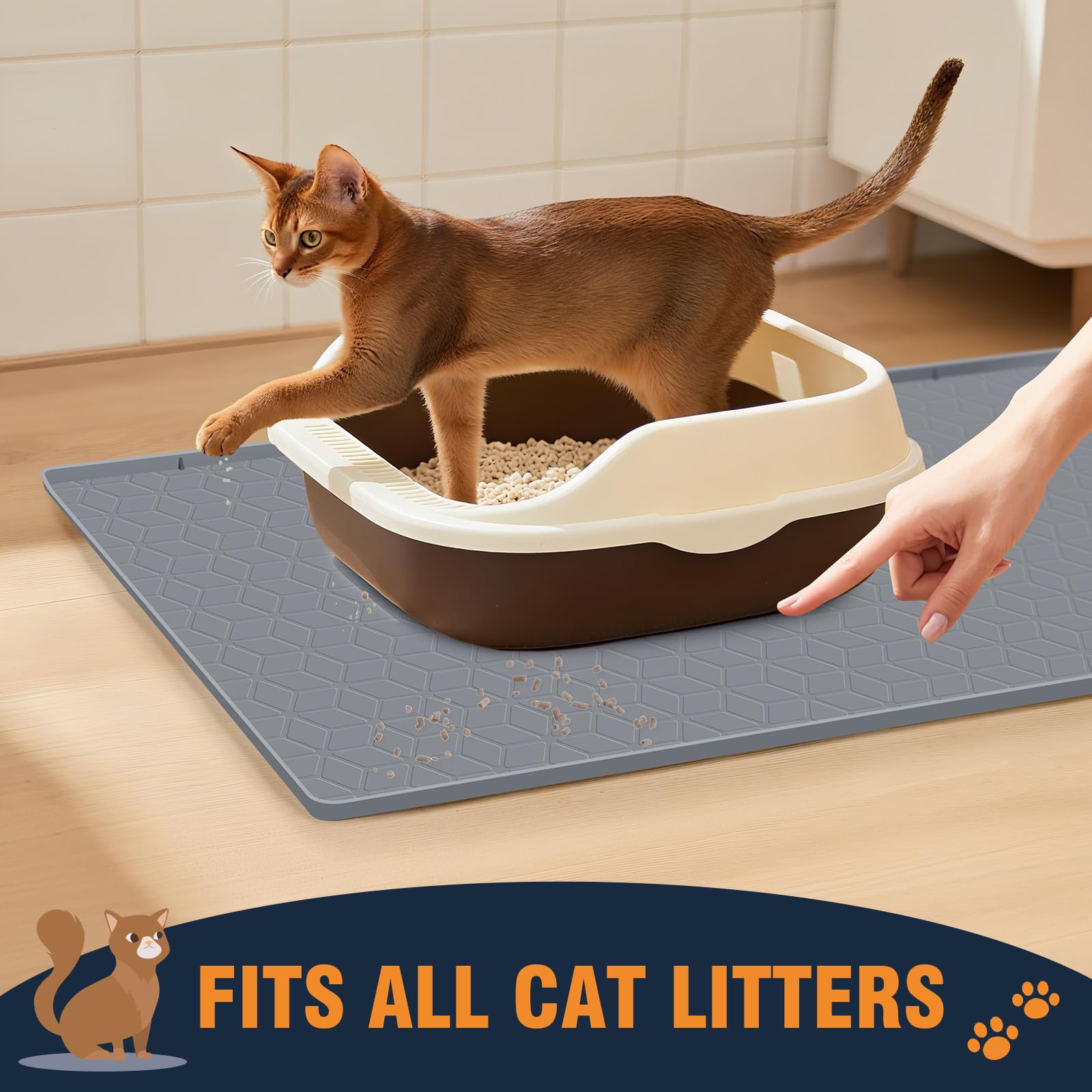 Tapis antidérapant CappyBliss assure stabilité lors des déplacements du chat.