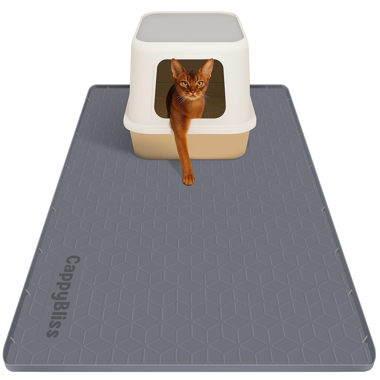 Tapis CappyBliss grand pour litière, capture les grains et protège le sol.