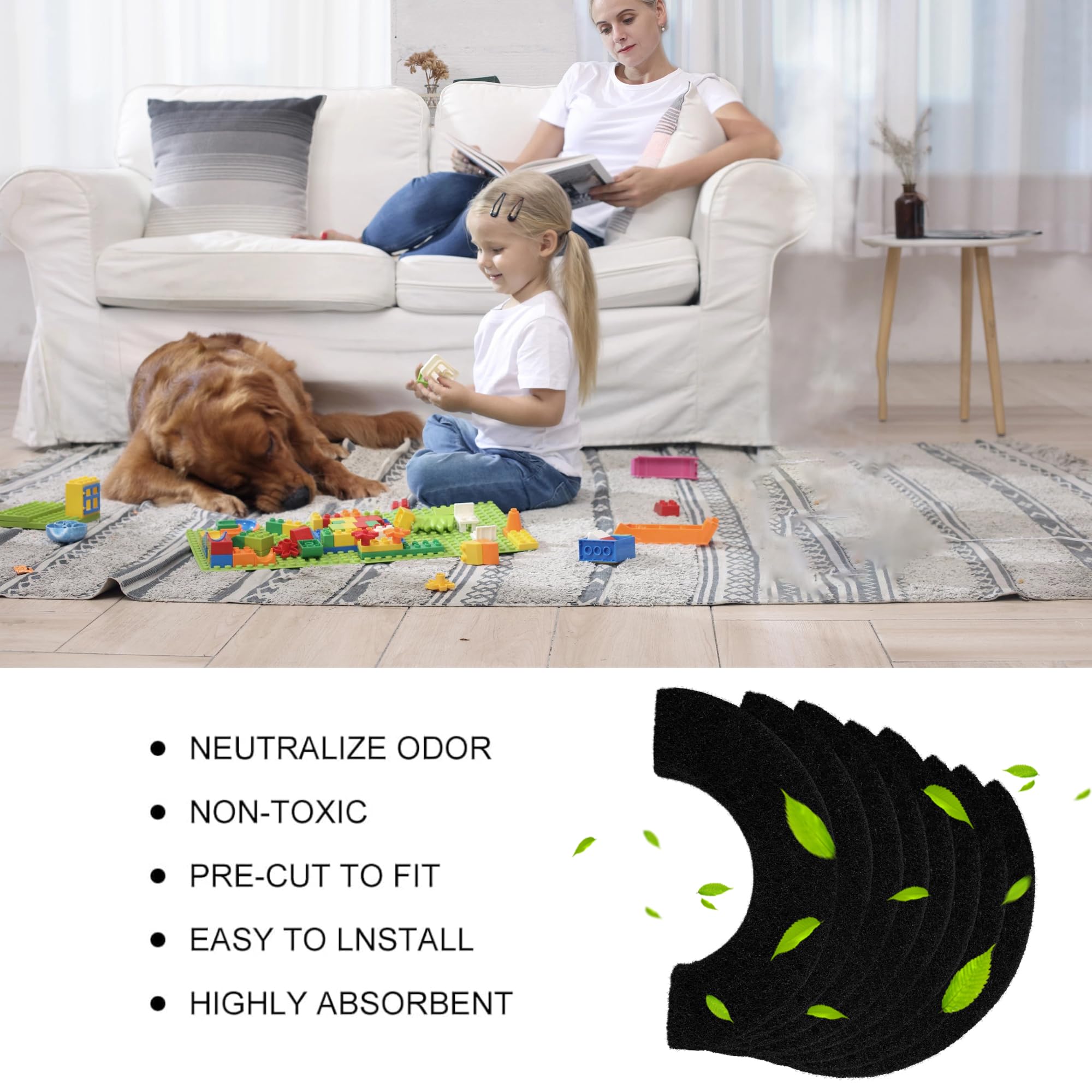 Caqeaus kit 8 filtres Litiere anti-odeur, remplacement pratique.