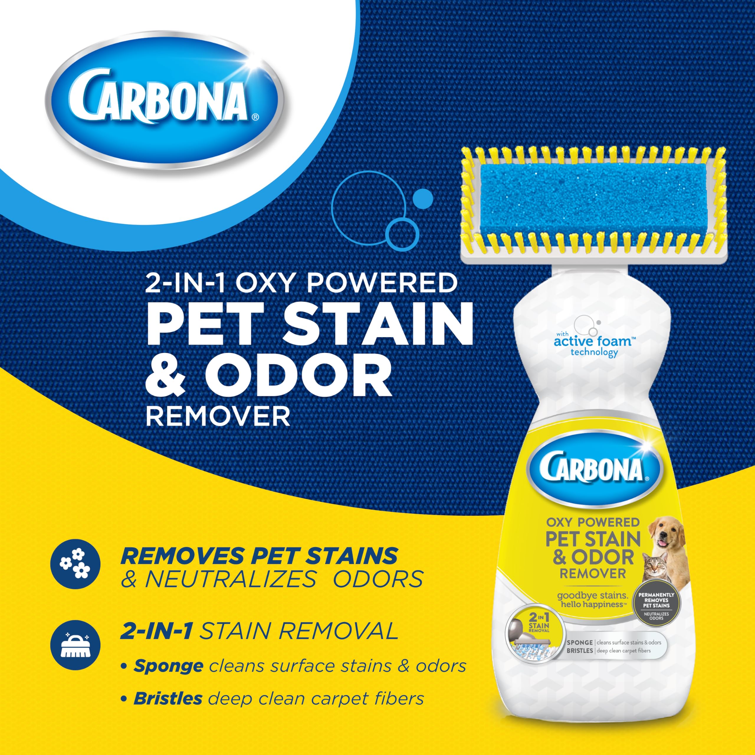 Applicateur double-face Carbona avec éponge et brosse pour nettoyage en profondeur.