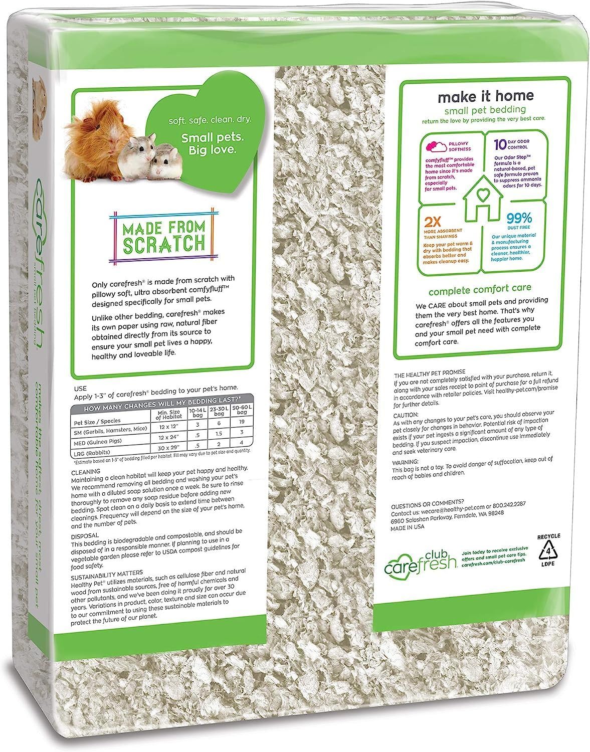 Carefresh absorption élevée, garde le terrier sec et confortable.