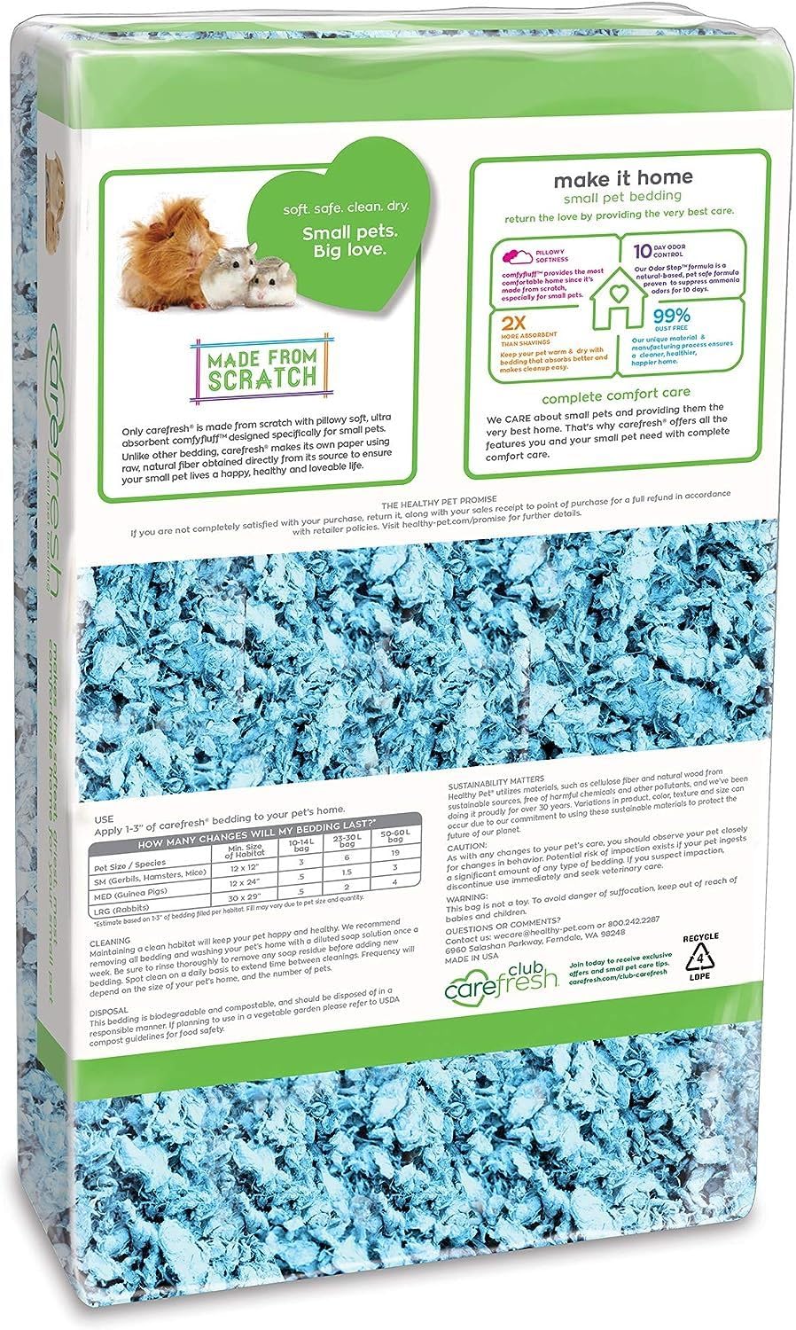 Carefresh controle odeurs, hamster et cobaye, habitat frais et agreable