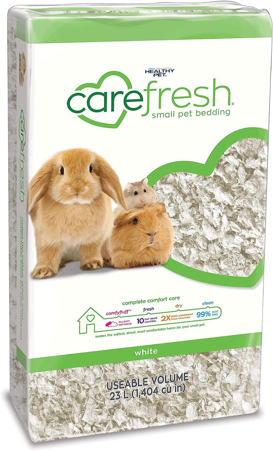 Carefresh litier en papier naturel blanc offrant un habitat doux et sec pour petits animaux