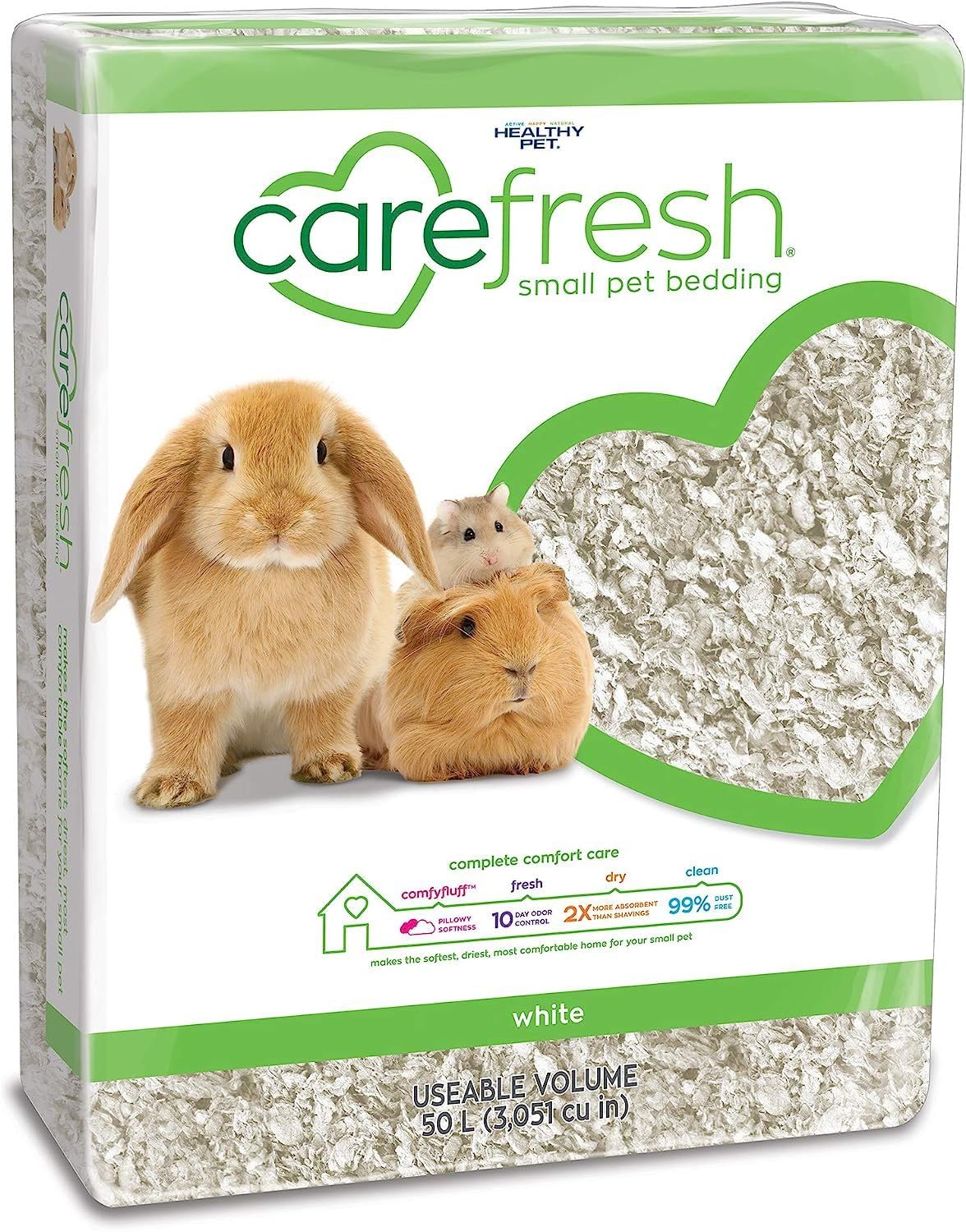 Carefresh litière en papier naturel, lit doux et propre pour petits animaux.