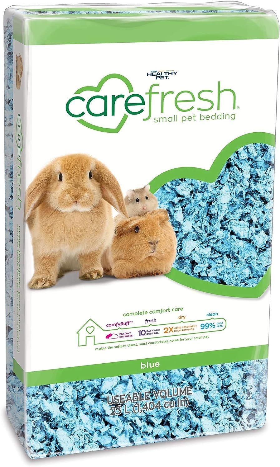 Carefresh sans poussiere 99 bleu naturel, litiere douce pour petits animaux, habitat propre