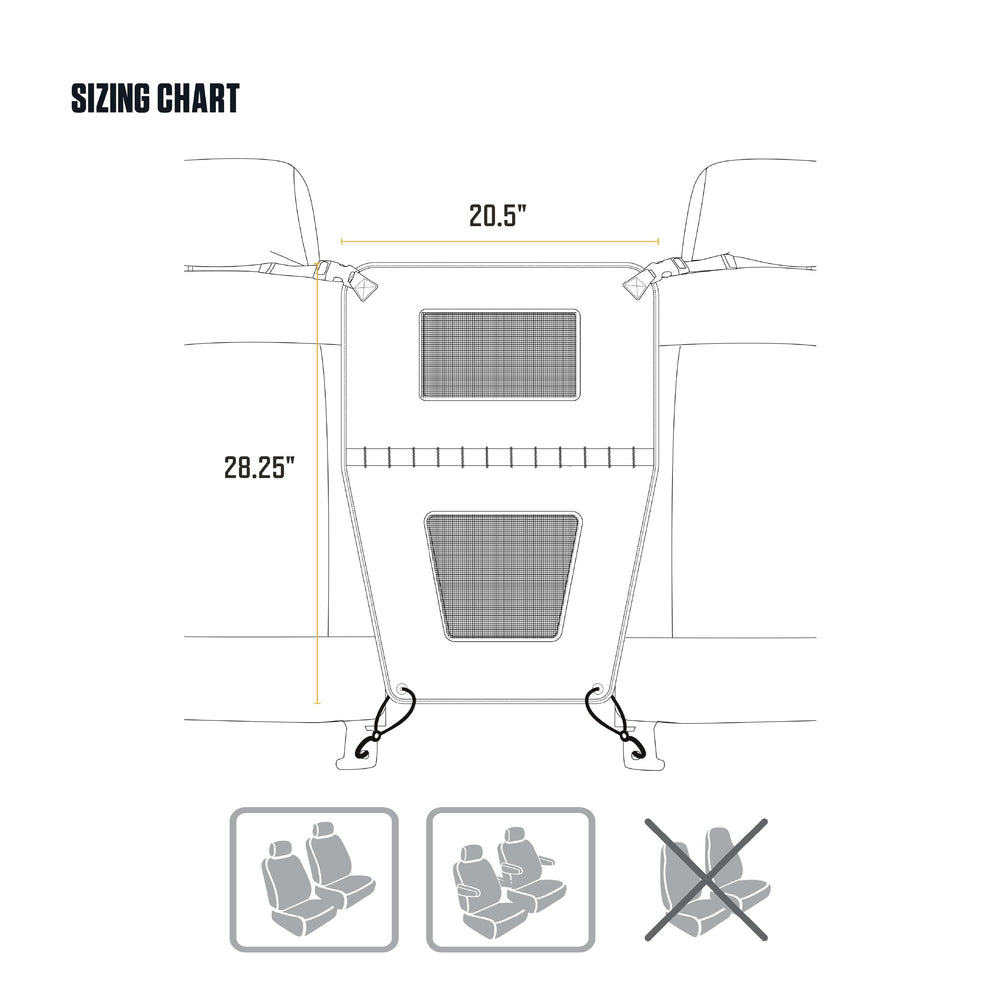 Barriere Carhartt avec boucles autour des tetes de siege et securisation.