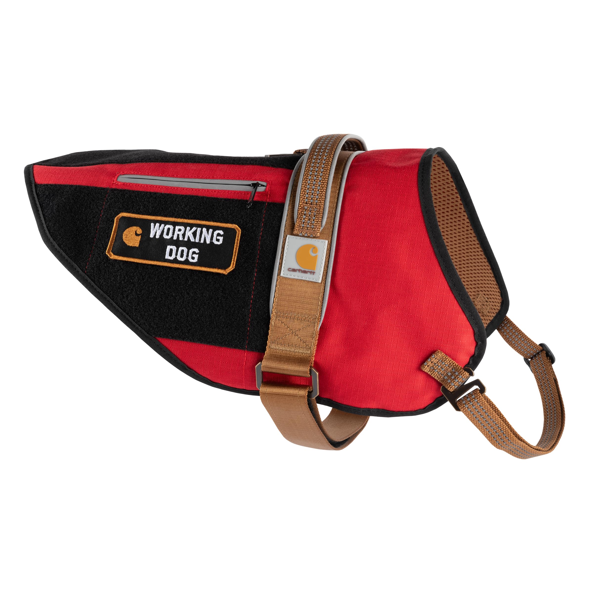 Harnais Carhartt Gear P0000396 en nylon Ripstop rouge, résistant pour chien de service.