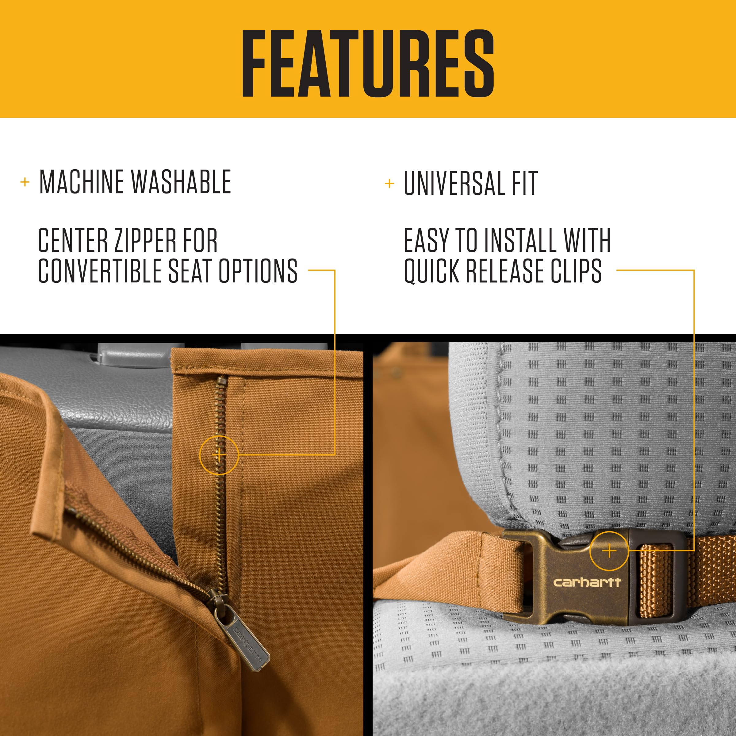 Panneaux latéraux Carhartt, maintien stable et sécurité renforcée.