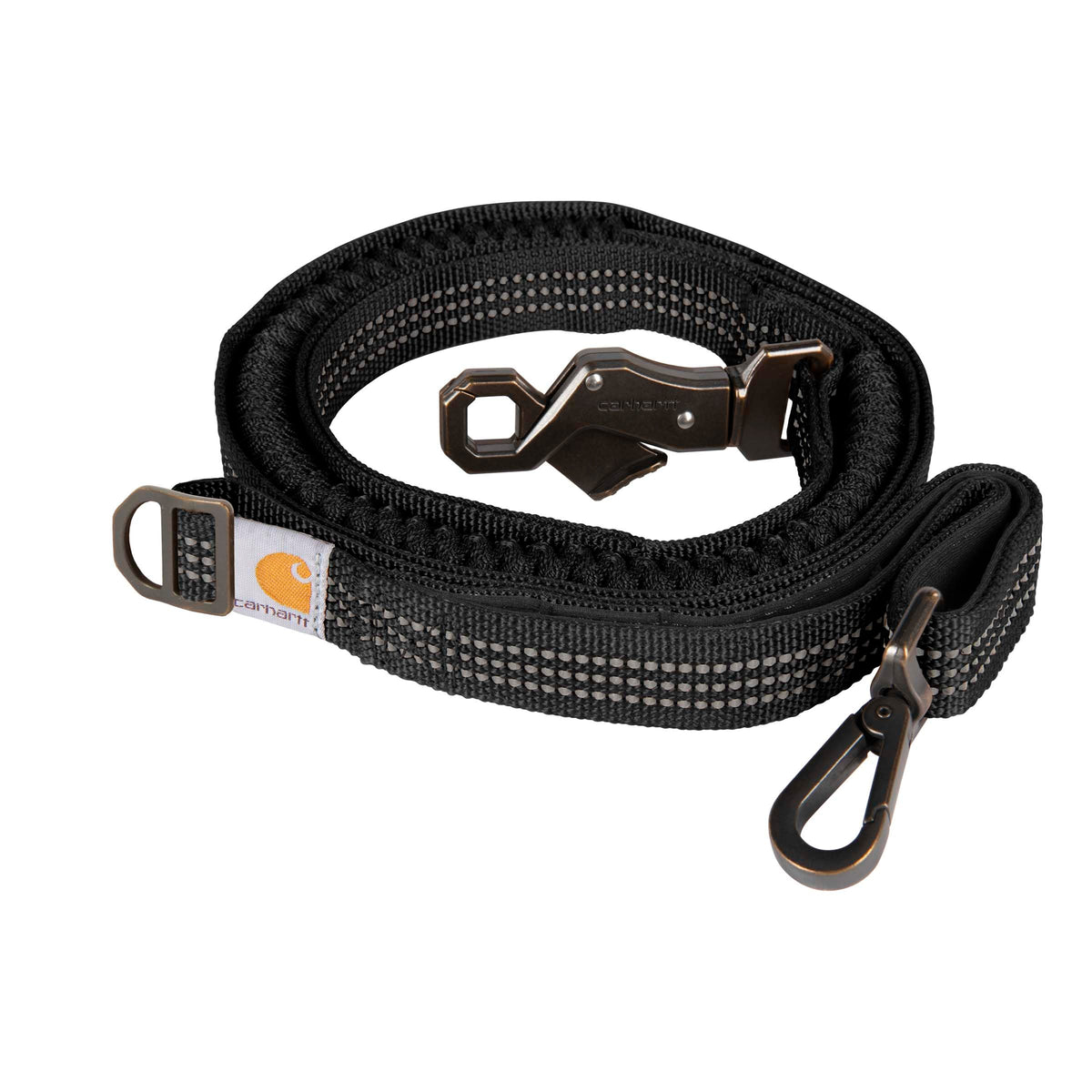Laisse Carhartt en nylon durable avec absorption-choc, idéale pour chiens qui tirent.