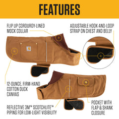 Manteau Carhartt chien avec doublure quiltée pour chaleur et confort.