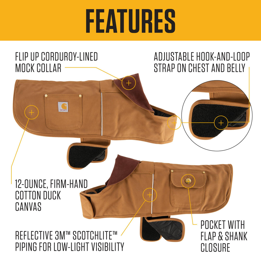 Manteau pour chien Carhartt, extérieur imperméable protégeant contre pluie et vent.