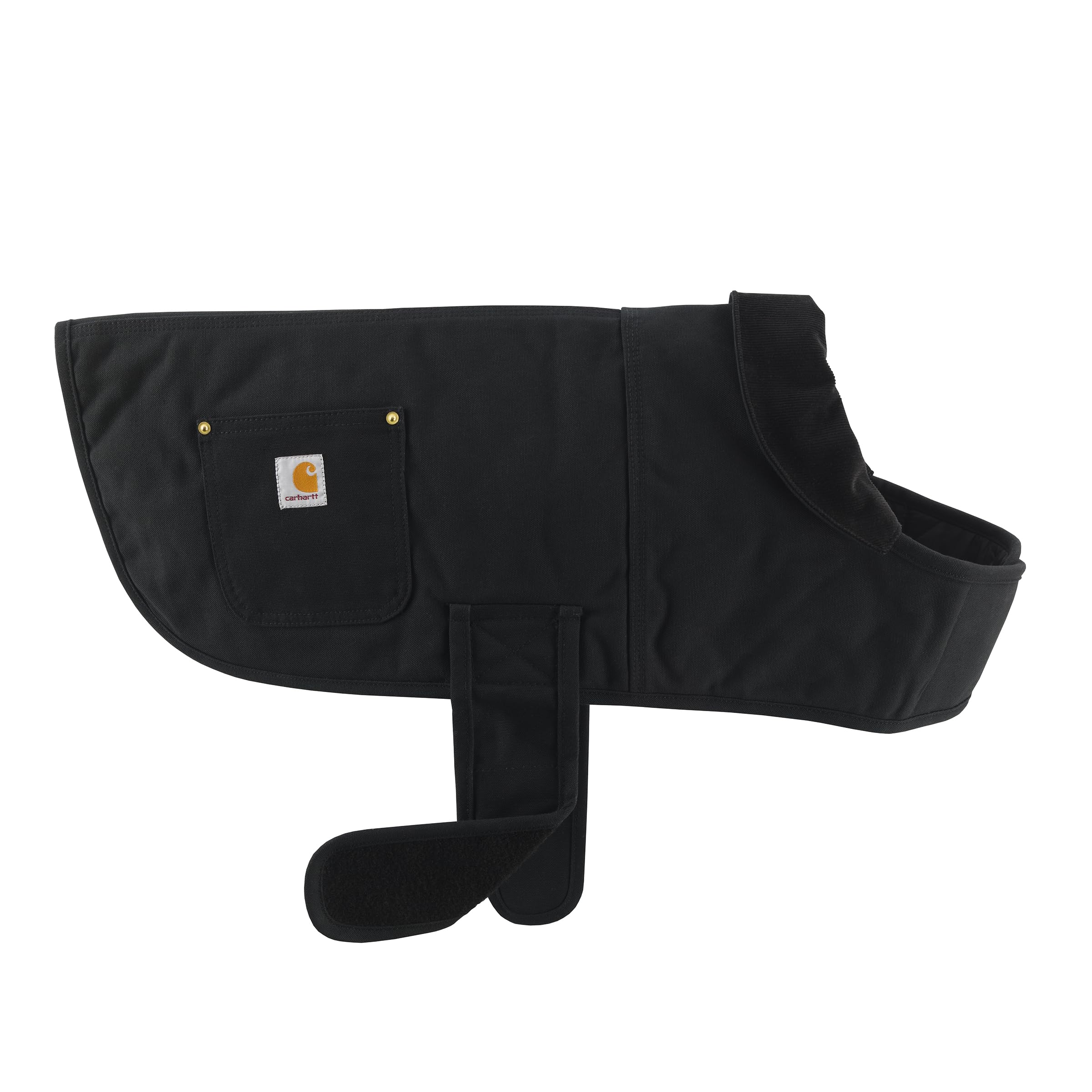 Carhartt manteau pour chien imperméable en action, focus sur le visage du chien.