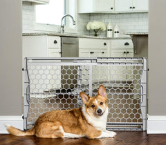 Barrière Carlson Easy Fit pour chien ajustable 28-42 po idéale pour portes et couloirs.
