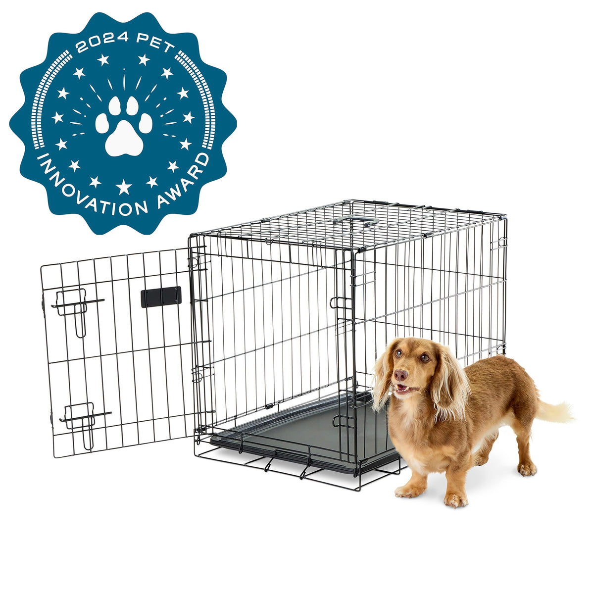 Carlson Pet Products cage chien metal pliable avec porte unique, sécurité améliorée.