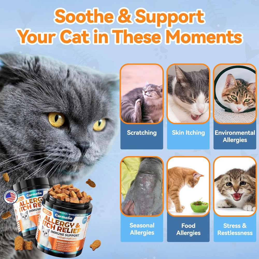Carmelie friables-relief-chat-quotidien, usage durable pour les allergies saisonnières.