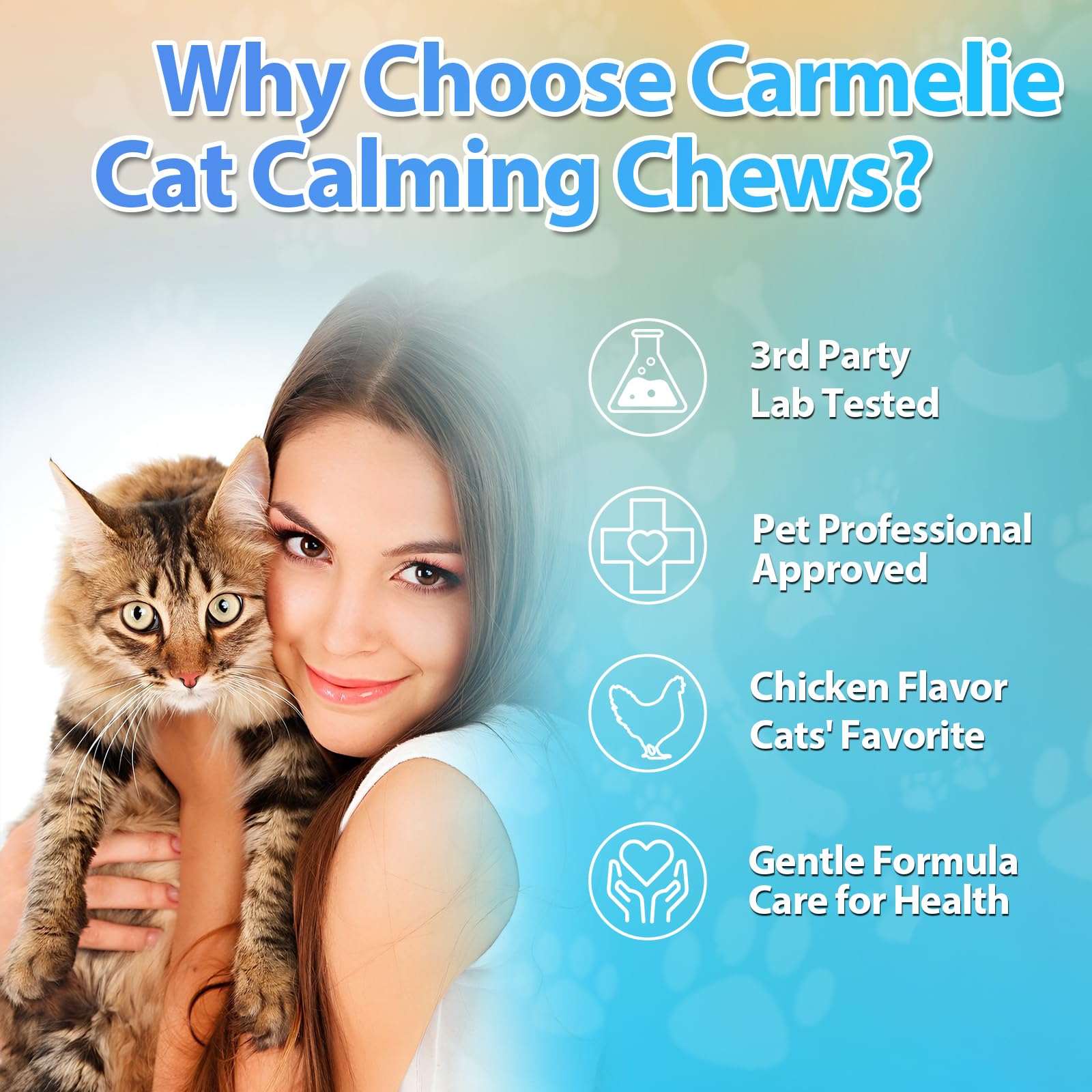 Forme bouchée Carmel ie Friandises calme chat, utilisation pratique au quotidien.