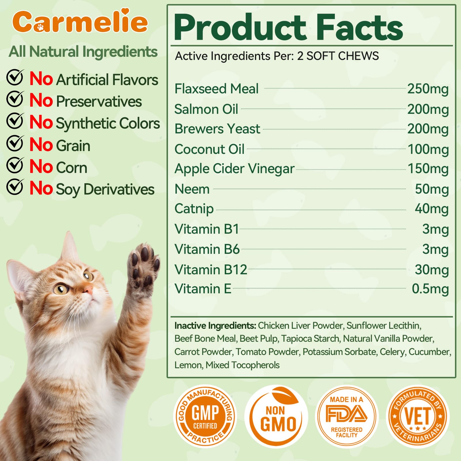 Gommes Carmelie chats – prévention annuelle possible sans effort grâce à des bouchées savoureuses.
