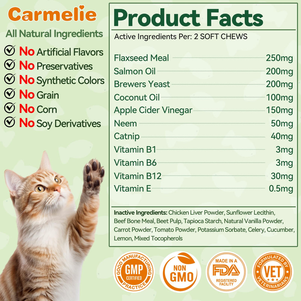Gommes Carmelie chats – prévention annuelle possible sans effort grâce à des bouchées savoureuses.