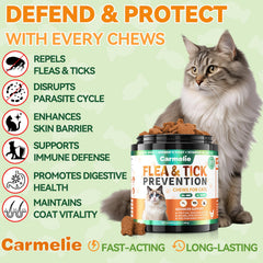 Gommes Carmelie chats – protection naturelle contre puces et tiques pour une vie sans souci.