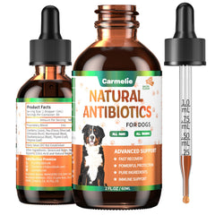 Gouttes Carmelie antibiotiques naturels pour chiens, soutien cutané potentiel.