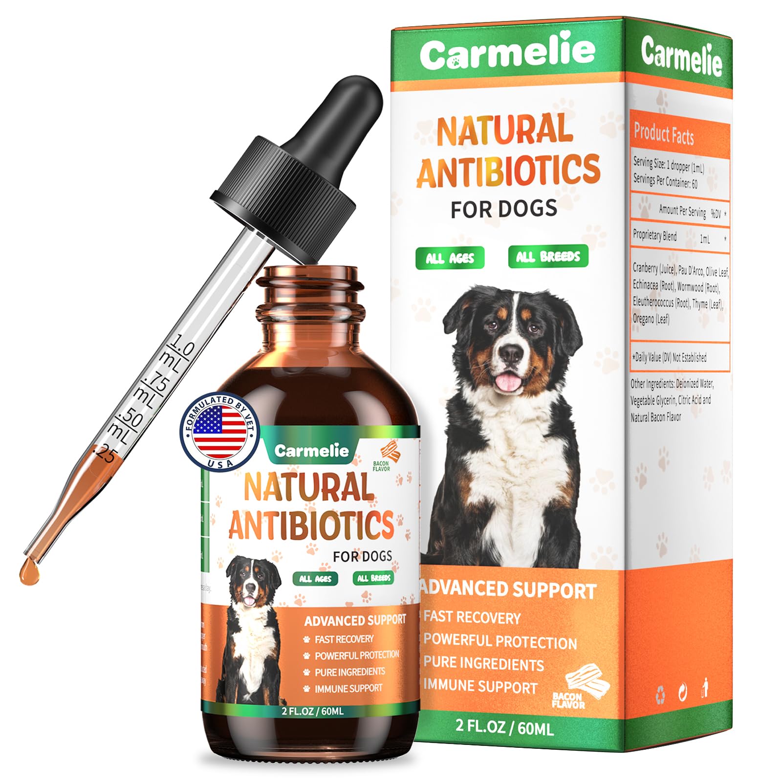 Gouttes Carmelie pour chiens et chats, utilisation quotidienne.