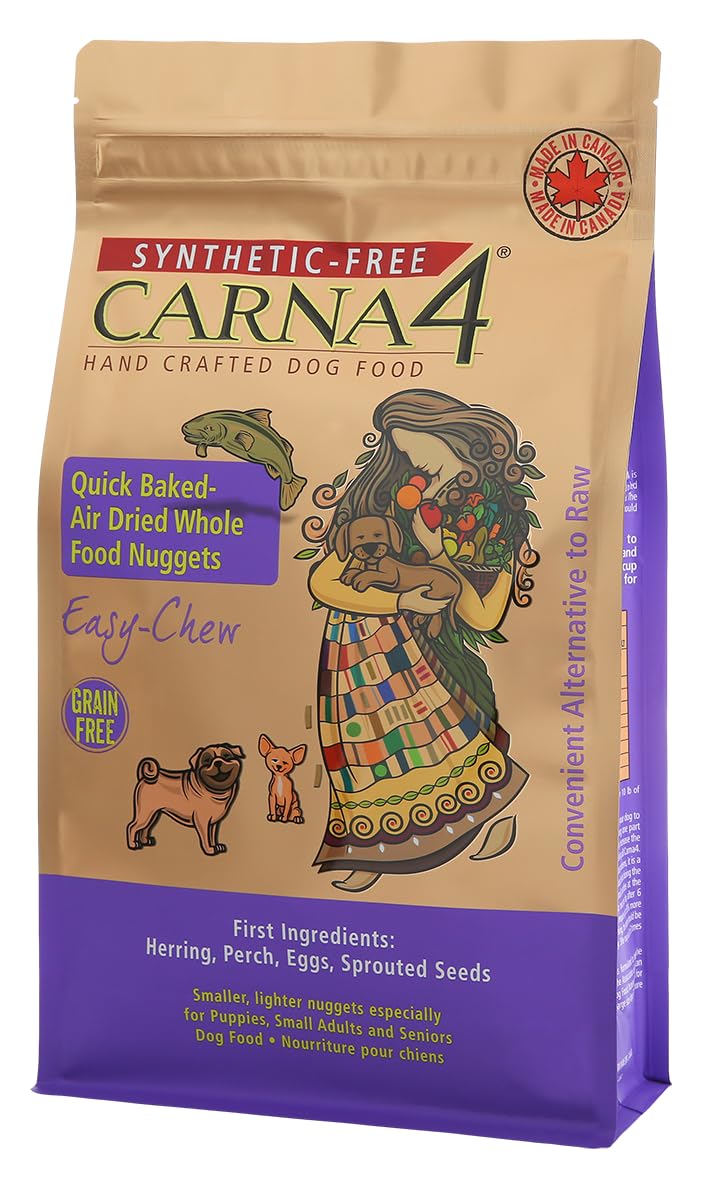 CARNA4 alimentation chien poisson séché à l'air, texture facile à mâcher et nutriments vivants.